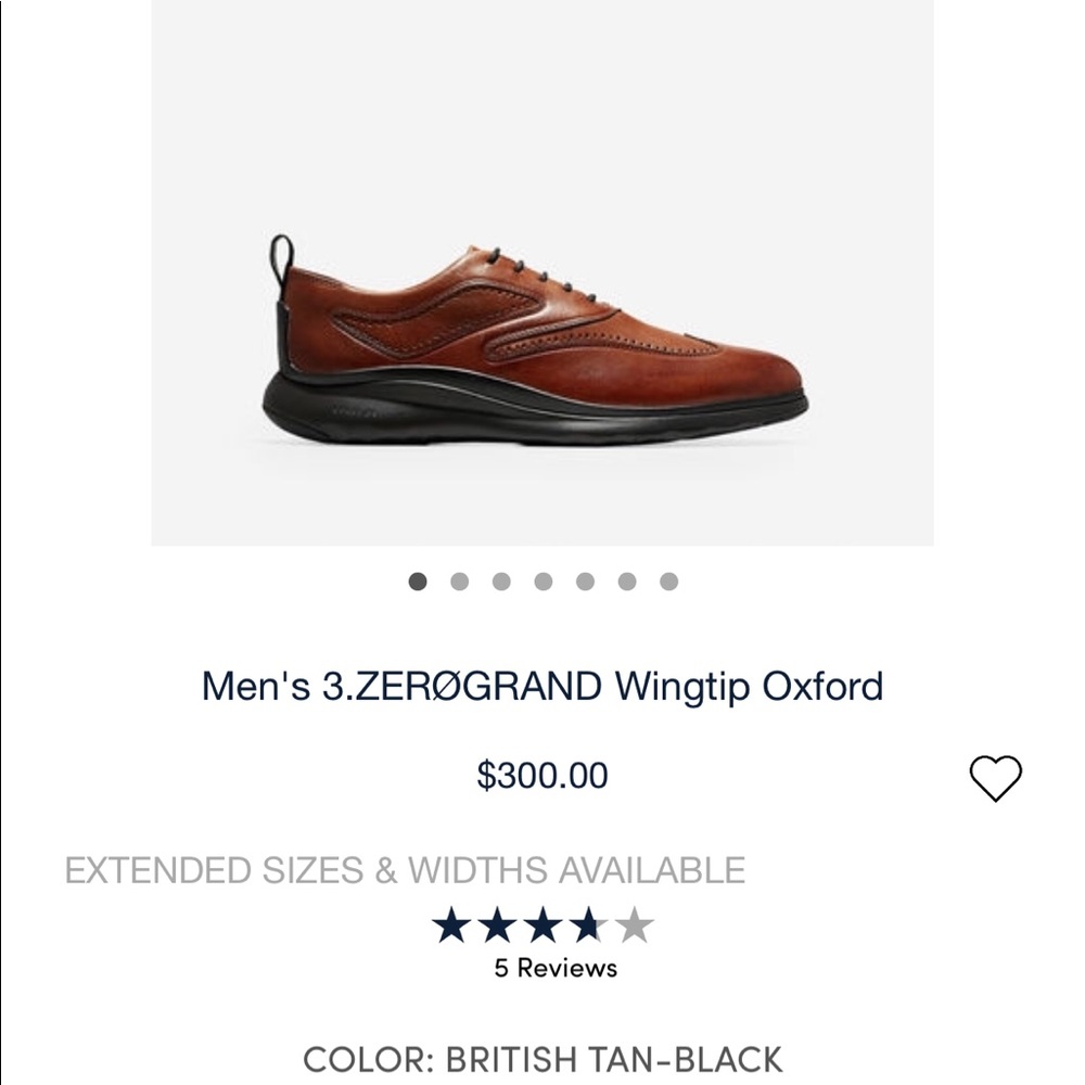 Cole Haan men 3.0 ZeroGrand Wingtip Oxford 10.5 W